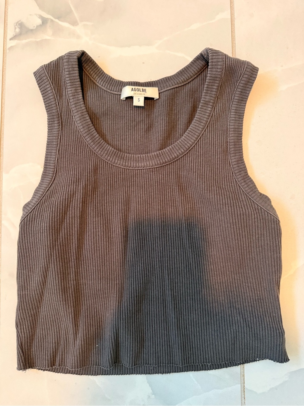 Agolde Charcoal Ribbed Crop Tank